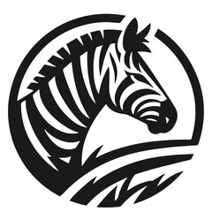 Clean black and white vector Silhouette of a Plains zebra isolated on white background