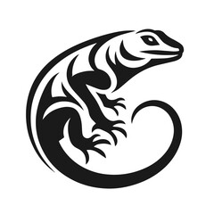 Clean black and white vector Silhouette of a AGAMA AGAMA isolated on white background