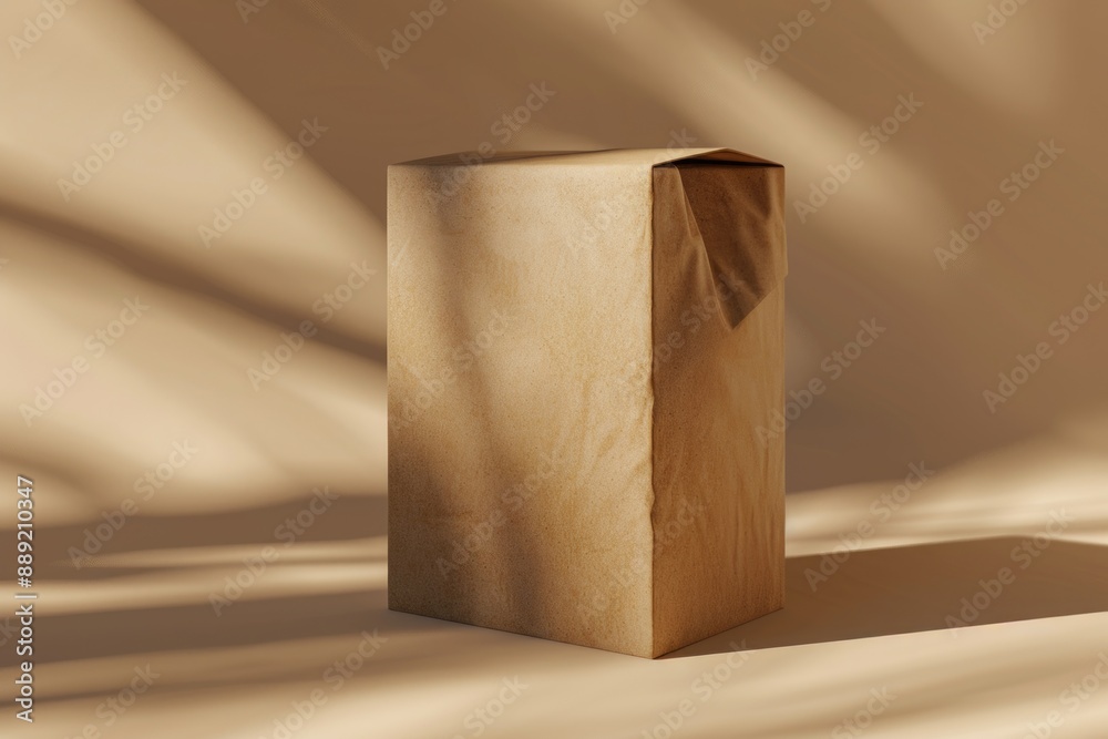 Poster a simple wooden box placed on a table, ideal for use in still life photography or as a decorative pr