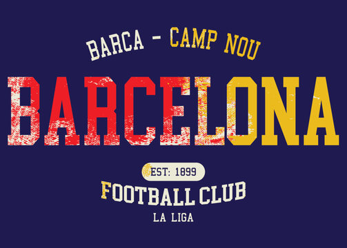 FC Barcelona La Liga club, Barcelona typography graphic design, vintage Barcelona typography grunge, Barcelona Football Club logo,b.eps