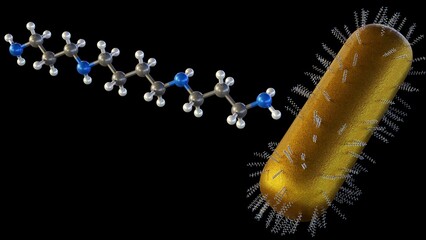 A 3D rendering showcases gold nanorods conjugated to polyamines. This design holds promise for targeted drug delivery, biosensing applications, and photothermal therapy.