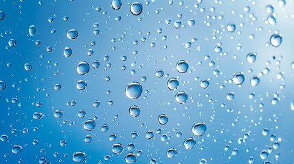 Water drops on light blue background