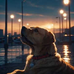 dog at sunset