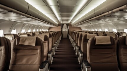 Empty Airplane Cabin with Clean Seats
