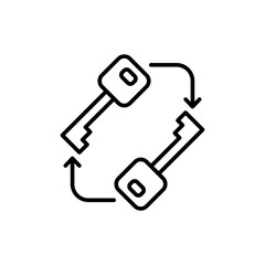 Key change outline icons, minimalist vector illustration ,simple transparent graphic element .Isolated on white background