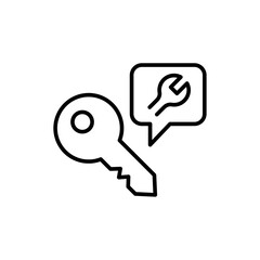Key repair outline icons, minimalist vector illustration ,simple transparent graphic element .Isolated on white background