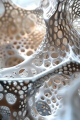 Obraz premium A white sculpture with many holes and a gray background