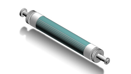 Illustration showing a 2 pole synchronous generator rotor in isometric view
