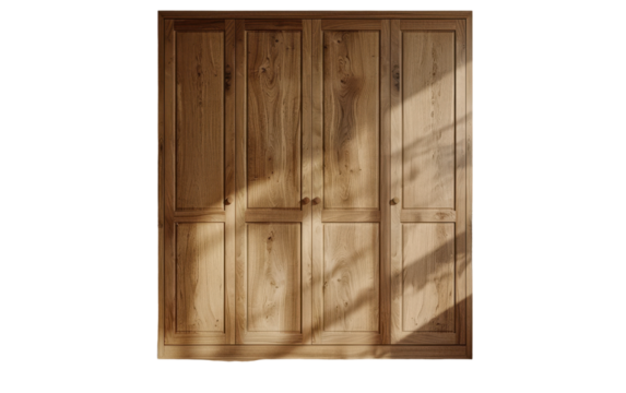 Four Panel Wooden Closet Door With Light Streaming Through