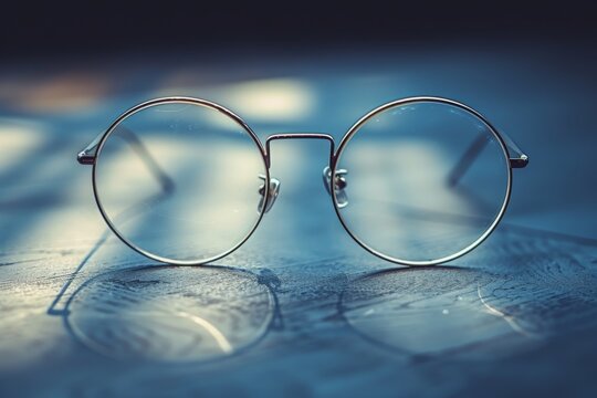 Vintage round glasses on map nostalgic travel scene detailed and artistic inviting setting retro style cozy atmosphere adventurous vibes