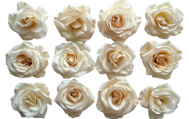 Twelve Cream-Colored Roses Arranged in a Grid