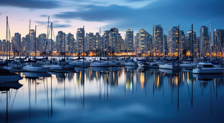 Obraz premium Vibrant City Marina at Dusk