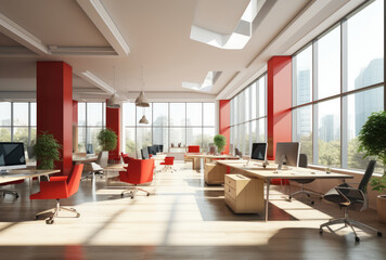 Fototapeta premium Bright Contemporary Office Space Design