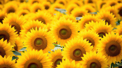 Obraz premium Vibrant Sunflower Field in Full Bloom