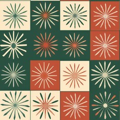 Vintage-Inspired Geometric Starburst Pattern Collection