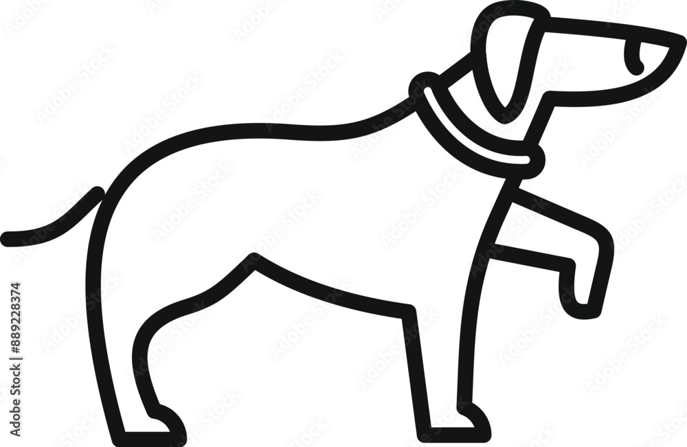 Wall mural Simple line drawing of a dog standing on its back legs, isolated on white