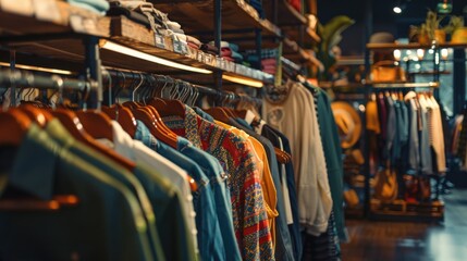 Obraz premium A rack of clothes on display in a retail store