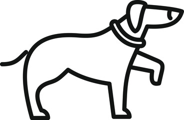 Simple line drawing of a dog standing on its back legs, isolated on white