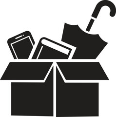 Lost and found icon vector illustration, box icon, umbrella icon, book icon, mobile icon. book, umbrella, mobile, phone lost icon, found icon.