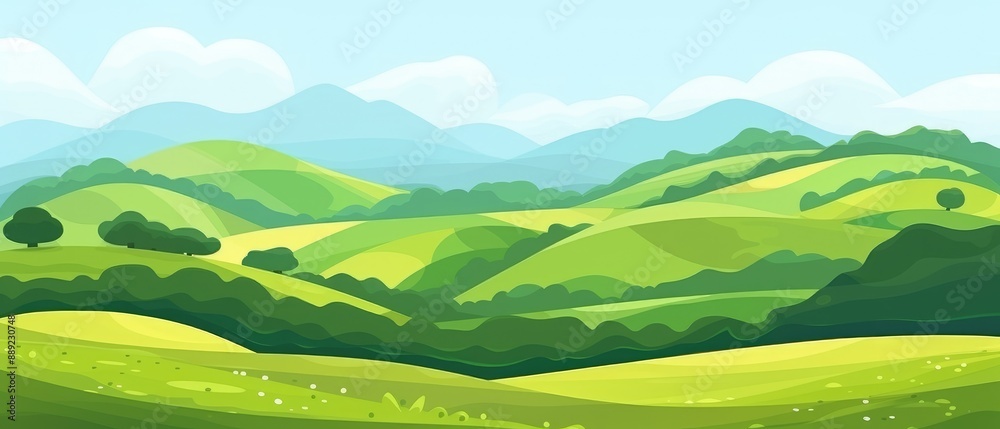 Canvas Prints Serene Green Rolling Hills Landscape