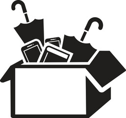 Lost and found icon vector illustration, box icon, umbrella icon, book icon, mobile icon. book, umbrella, mobile, phone lost icon, found icon.