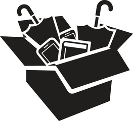 Lost and found icon vector illustration, box icon, umbrella icon, book icon, mobile icon. book, umbrella, mobile, phone lost icon, found icon.