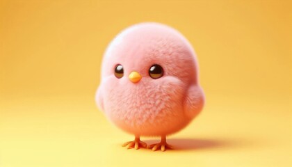 a cute pink chicken stand in the yellow room