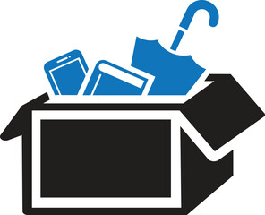 Lost and found icon vector illustration, box icon, umbrella icon, book icon, mobile icon. book, umbrella, mobile, phone lost icon, found icon.