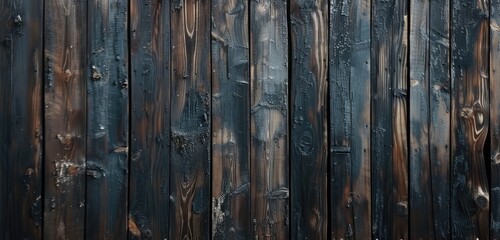 Fototapeta premium Dark Stained Wet Wooden Plank Texture Background