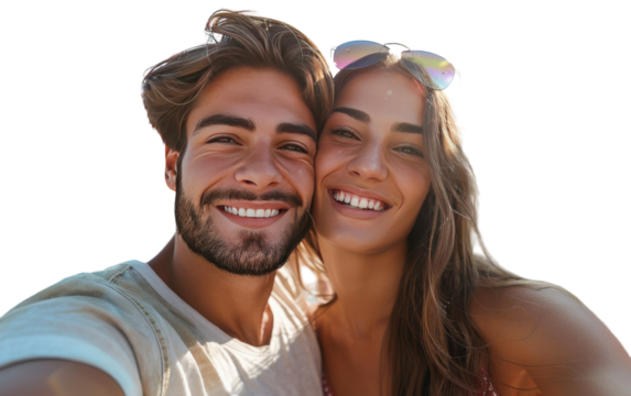 Happy Couple Taking Selfie on Summer Day