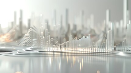 Clean side view of a minimalist marketing graph, presenting dynamic trends with precision and minimalist elegance.