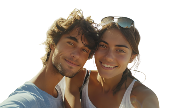 Happy Couple Taking a Selfie on a Sunny Day