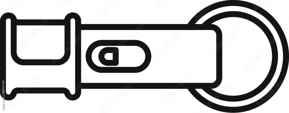 Wall mural line art icon of a handheld metal detector showing power button