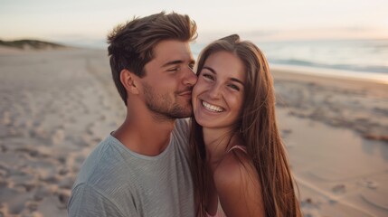 The couple at sunset beach