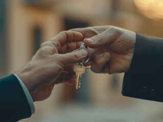 Person giving a key to another person