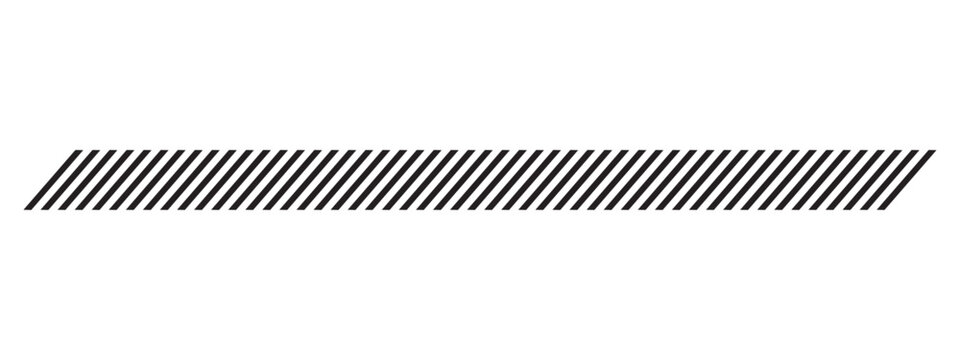 Slash lines pattern. Border with tilted parallel stripes. Embroidery ornament with slanted stitches on white background. Geometric print for caution tape or barrier. Vector graphic illustration