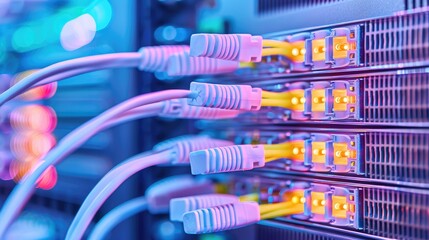 Colorful Network Cables and Server Connections