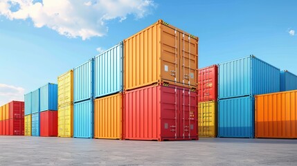 Vibrant Shipping Containers Stacked Outdoors