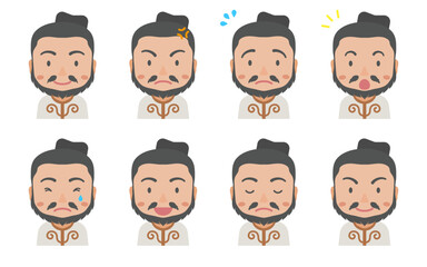 色々な表情の縄文人男性