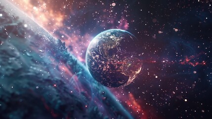 Obraz premium Earth in Vast Cosmic Nebula