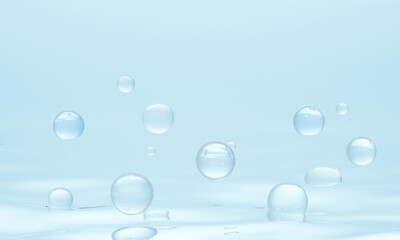 bubbles floating on water surface. 3d illustration