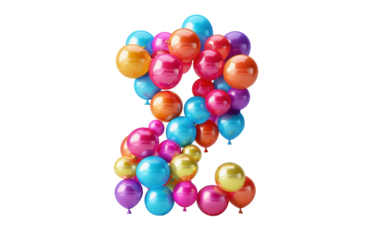 Colorful Balloons Arranged in the Shape of the Number Two