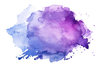 purple blue brush stroke watercolor texture isolated on white or transparent png