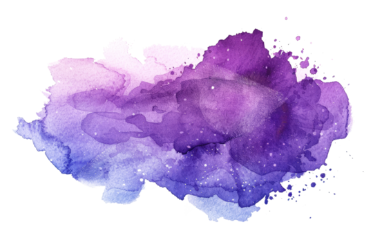 purple blue brush stroke watercolor texture isolated on white or transparent png