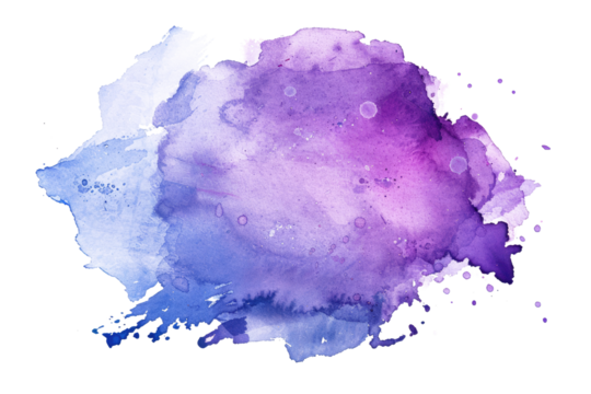 purple blue brush stroke watercolor texture isolated on white or transparent png