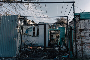 destroyed building in a city lost in the war in Ukraine