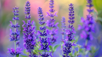 Obraz premium Close up of blooming Salvia rosmarinus