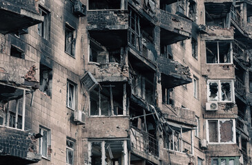 destroyed building in a city lost in the war in Ukraine