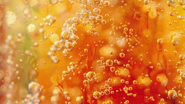 Close up of bubbles in fizzy drink