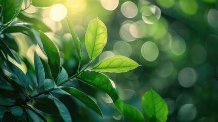 Close up of green leaves with selective focus